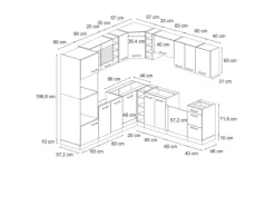Winkelküchen<Vicco R-Line Eckküche Sonoma/Goldkraft Eiche 237 x 60 cm ohne Arbeitsplatte ohne E-Geräte
