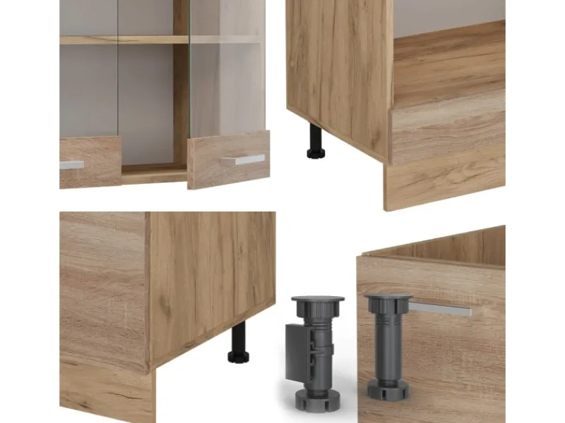 Vicco R-Line Eckküche Sonoma/Goldkraft Eiche 227 x 287 cm AP Eiche ohne E-Geräte< Winkelküchen|Einbauküchen