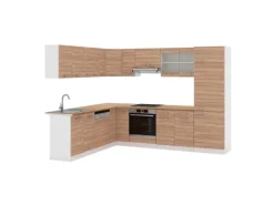 Winkelküchen|Kühlschränke<Vicco R-Line Eckküche Sonoma/Weiß 227 x 287 cm AP Eiche ohne E-Geräte