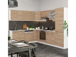 Vicco R-Line Eckküche Sonoma/Weiß 227 x 287 cm AP Anthrazit ohne E-Geräte< Winkelküchen