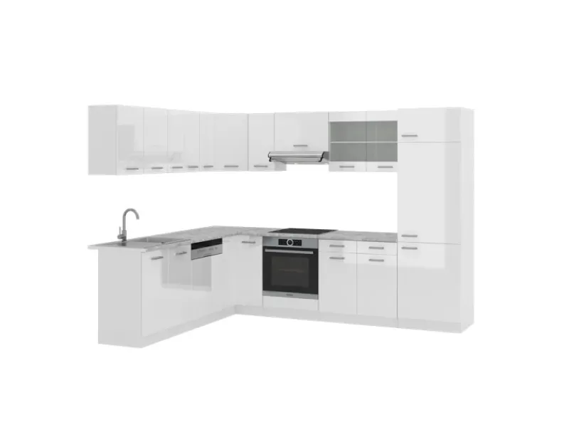 Clearance Vicco R-Line Eckküche 227 x 287 cm ohne Arbeitsplatte ohne E-Geräte Weiß