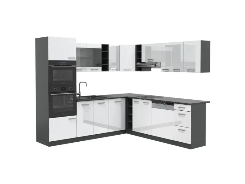 Winkelküchen|Einbauküchen<Vicco R-Line Eckküche /Anthrazit 237 x 247 cm AP Anthrazit ohne E-Geräte