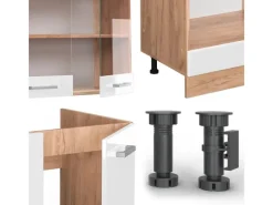 Discount Vicco R-Line Eckküche Weiß Hochglanz/Goldkraft Eiche 227 x 287 cm ohne Arbeitsplatte ohne E-Geräte Hochglanz Weiß