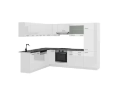 Vicco R-Line Eckküche Hochglanz/ 227 x 287 cm AP Anthrazit ohne E-Geräte Weiß