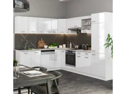 Winkelküchen|Zubehör Für Küchenarmatur<Vicco R-Line Eckküche Hochglanz/ 227 x 287 cm AP Eiche ohne E-Geräte