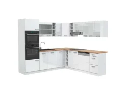 Outlet Vicco R-Line Eckküche Hochglanz/ 237 x 247 cm AP Eiche ohne E-Geräte Weiß