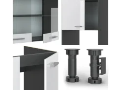Best Vicco R-Line Eckküche /Anthrazit 237 x 247 cm AP Eiche ohne E-Geräte Weiß Hochglanz