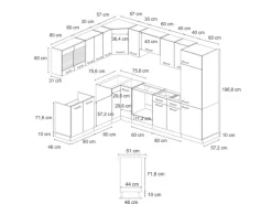 Winkelküchen<Vicco R-Line Eckküche Weiß Landhaus/Goldkraft Eiche 227 x 287 cm AP Eiche ohne E-Geräte