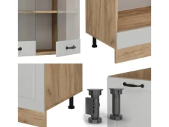 Winkelküchen<Vicco R-Line Eckküche Weiß Landhaus/Goldkraft Eiche 227 x 287 cm AP Eiche ohne E-Geräte