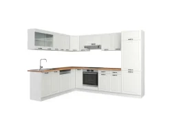 Vicco R-Line Eckküche Weiß Landhaus/Weiß 227 x 287 cm AP Eiche ohne E-Geräte< Winkelküchen|Einbauküchen