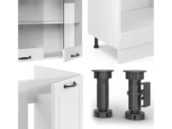 Vicco R-Line Eckküche Weiß Landhaus/Weiß 227 x 287 cm AP Eiche ohne E-Geräte< Winkelküchen|Einbauküchen