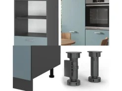 New Vicco R-Line Einbauküche Blau-Grau/Anthrazit 180 cm ohne Arbeitsplatte ohne E-Geräte Blaugrau