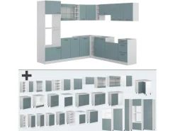 Vicco R-Line Einbauküche Blau-Grau/Weiß 237 x 60 cm ohne Arbeitsplatte ohne E-Geräte< Einbauküchen|Winkelküchen