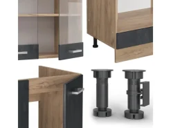 Vicco R-Line Einbauküche in L-Form Schwarz Beton/Goldkraft Eiche 227 x 287 cm AP Eiche ohne E-Geräte< Einbauküchen|Winkelküchen
