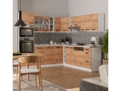 Winkelküchen|Einbauküchen<Vicco R-Line Einbauküche in L-Form Goldkraft /Weiß 237 x 247 cm ohne Arbeitsplatte ohne E-Geräte