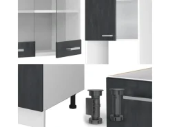 Winkelküchen|Einbauküchen<Vicco R-Line Einbauküche in L-Form Schwarz Beton/Weiß 237 x 247 cm AP Eiche ohne E-Geräte