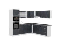 Online Vicco R-Line Einbauküche Schwarz Beton/Weiß 237 x 247 cm AP Anthrazit ohne E-Geräte Beton Dunkelgrau