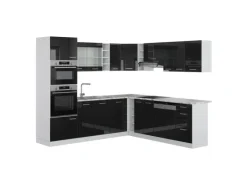 Hot Vicco R-Line Einbauküche /Weiß 237 x 60 cm ohne Arbeitsplatte ohne E-Geräte Schwarz Hochglanz