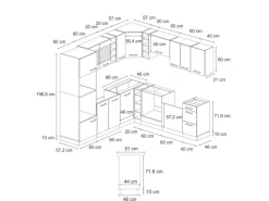 Hot Vicco R-Line Einbauküche /Weiß 237 x 60 cm ohne Arbeitsplatte ohne E-Geräte Schwarz Hochglanz