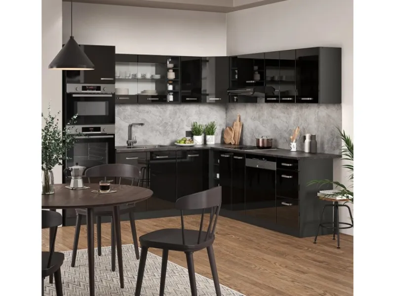 Vicco R-Line Einbauküche /Anthrazit 237 x 60 cm ohne Arbeitsplatte ohne E-Geräte< Winkelküchen