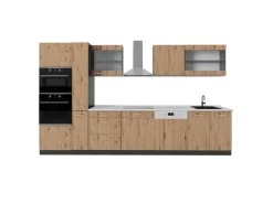 Einbauküchen<Vicco R-Line Küche Artisan Eiche/Anthrazit 350 cm mit HochschrankAP Marmor ohne E-Geräte