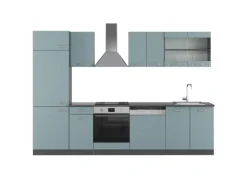 Outlet Vicco R-Line Küche Blau-Grau/Anthrazit 300 cm ohne Arbeitsplatte ohne E-Geräte Blaugrau