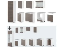 Hot Vicco R-Line Küche /Weiß 300 cm AP Marmor ohne E-Geräte Edelgrau