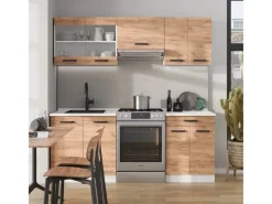 Clearance Vicco R-Line Küche Goldkraft Eiche/Weiß 200 cm ohne Arbeitsplatte ohne E-Geräte
