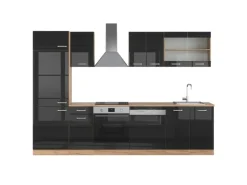Vicco R-Line Küche /Goldkraft Eiche 300 cm ohne Arbeitsplatte ohne E-Geräte< Kühlschränke