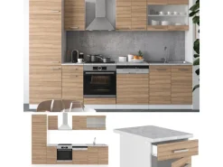 Outlet Vicco R-Line Küche Sonoma 300 cm AP Marmor ohne E-Geräte Sonoma Eiche