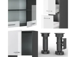 Vicco R-Line Küche /Anthrazit 350 cm mit Hochschrankohne Arbeitsplatte ohne E-Geräte< Einbauküchen