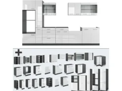 Vicco R-Line Küche /Anthrazit 350 cm mit Hochschrankohne Arbeitsplatte ohne E-Geräte< Einbauküchen