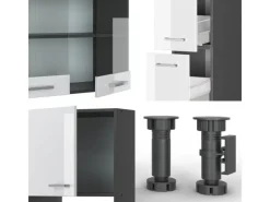 Einbauküchen<Vicco R-Line Küche /Anthrazit 350 cm mit Hochschrank ohne E-Geräte