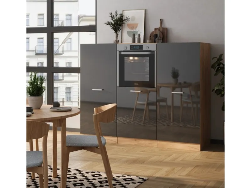 Einbauküchen<Vicco R-Line Küchenblock /Goldkraft Eiche 180 cm ohne Arbeitsplatte ohne E-Geräte
