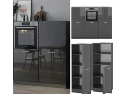 Clearance Vicco R-Line Küchenblock Hochglanz/ 180 cm ohne Arbeitsplatte ohne E-Geräte Anthrazit