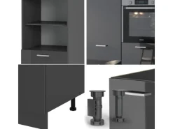 Clearance Vicco R-Line Küchenblock Hochglanz/ 180 cm ohne Arbeitsplatte ohne E-Geräte Anthrazit