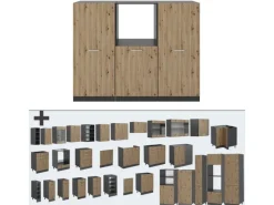 Einbauküchen<Vicco R-Line Küchenblock Artisan Eiche/Anthrazit 180 cm ohne Arbeitsplatte ohne E-Geräte