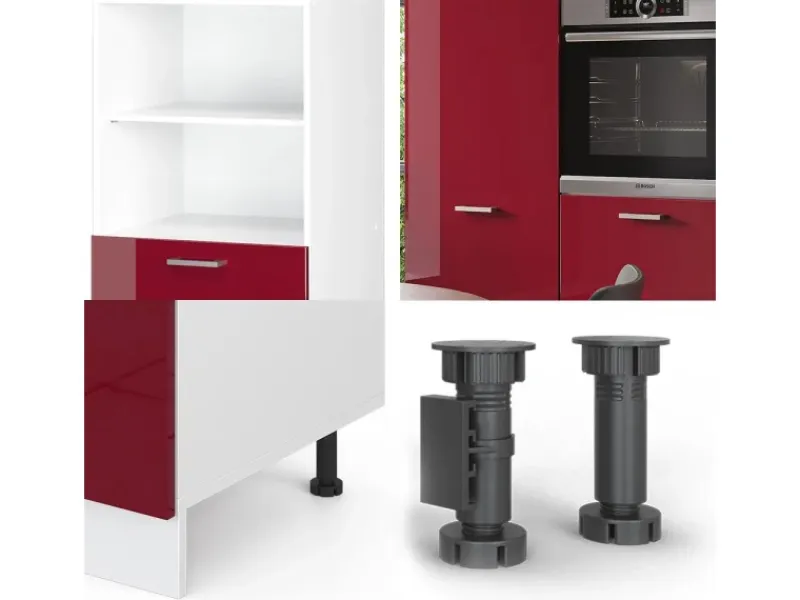 Vicco R-Line Küchenblock Bordeaux Hochglanz/Weiß 180 cm ohne Arbeitsplatte ohne E-Geräte< Einbauküchen
