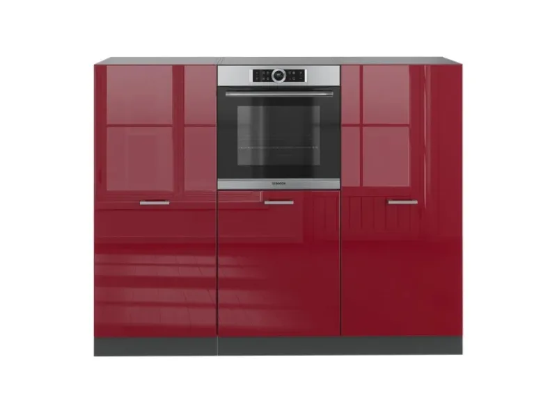 Herde|Kühlschränke<Vicco R-Line Küchenblock Bordeaux Hochglanz/Anthrazit 180 cm ohne Arbeitsplatte ohne E-Geräte