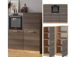 Vicco R-Line Küchenblock /Goldkraft Eiche 180 cm ohne Arbeitsplatte ohne E-Geräte< Einbauküchen