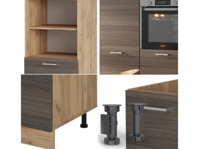 Vicco R-Line Küchenblock /Goldkraft Eiche 180 cm ohne Arbeitsplatte ohne E-Geräte< Einbauküchen