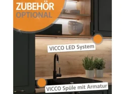Vicco R-Line Küchenblock Goldkraft Eiche/Anthrazit 180 cm ohne Arbeitsplatte ohne E-Geräte< Einbauküchen