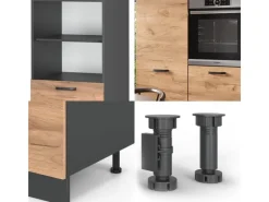 Vicco R-Line Küchenblock Goldkraft Eiche/Anthrazit 180 cm ohne Arbeitsplatte ohne E-Geräte< Einbauküchen