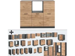 Vicco R-Line Küchenblock Goldkraft Eiche/Anthrazit 180 cm ohne Arbeitsplatte ohne E-Geräte< Einbauküchen