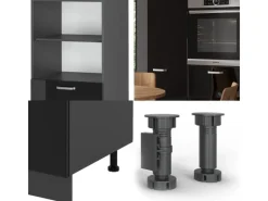 Outlet Vicco R-Line Küchenblock /Anthrazit 180 cm ohne Arbeitsplatte ohne E-Geräte Schwarz Hochglanz
