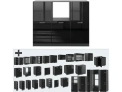 Outlet Vicco R-Line Küchenblock /Anthrazit 180 cm ohne Arbeitsplatte ohne E-Geräte Schwarz Hochglanz
