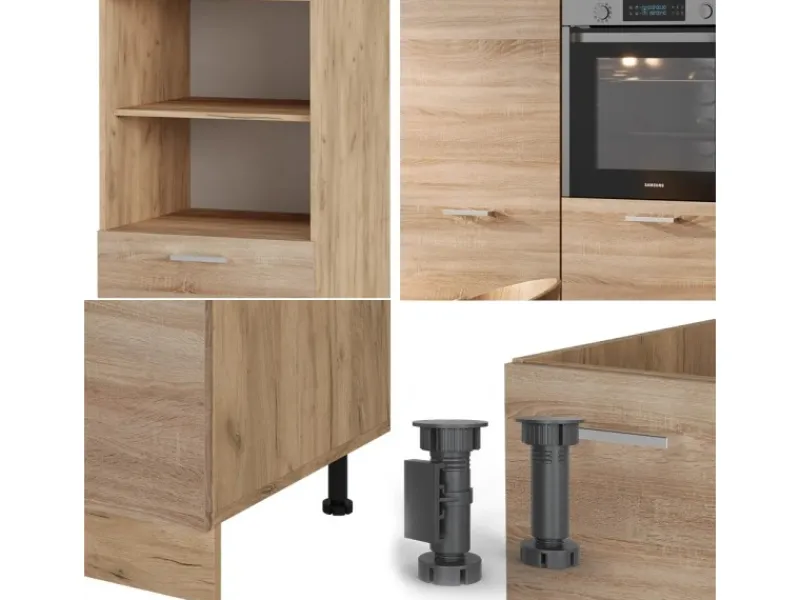 New Vicco R-Line Küchenblock Sonoma/Goldkraft Eiche 180 cm ohne Arbeitsplatte ohne E-Geräte Sonoma Eiche