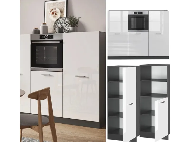 Einbauküchen<Vicco R-Line Küchenblock /Anthrazit 180 cm ohne Arbeitsplatte ohne E-Geräte