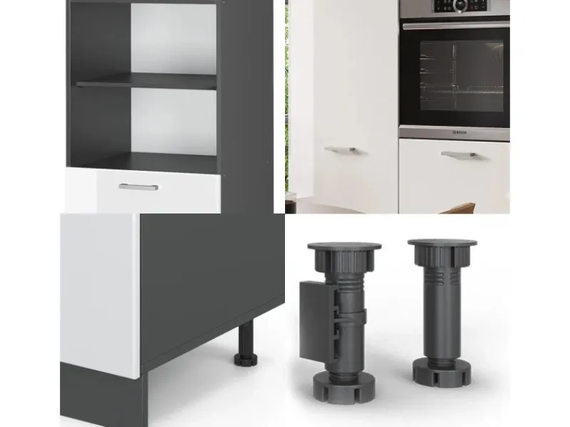 Einbauküchen<Vicco R-Line Küchenblock /Anthrazit 180 cm ohne Arbeitsplatte ohne E-Geräte
