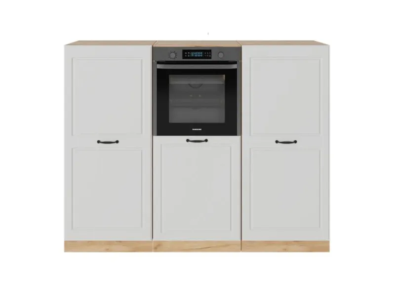 Einbauküchen<Vicco R-Line Küchenblock Weiß Landhaus/Goldkraft Eiche 180 cm ohne Arbeitsplatte ohne E-Geräte